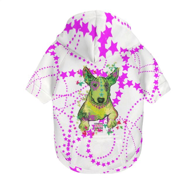 Hunde-Hoodie, Hundemotiv Roxy – bunte Popart, gemütlich, waschbar, Polyster